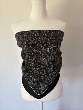 Express Black & White Polka Dot Pattern Tie Back Handkerchief Scarf Bandana Top